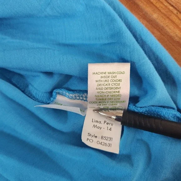 Lilly Pulitzer Womens Pima Cotton XL Blue V-Neck Long Sleeve Elastic Waist Dress - Picture 13 of 13